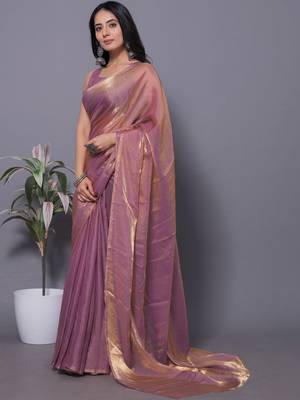 Purple Zari woven Saree with blouse 2