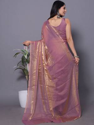 Purple Zari woven Saree with blouse 3