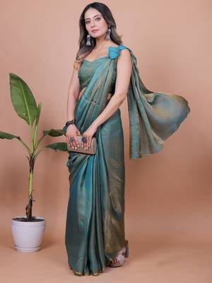 Shimmer Satin Saree With Blouse Piece 1