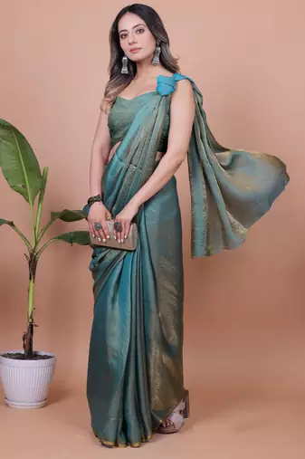 Shimmer Satin Saree With Blouse Piece