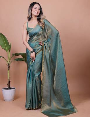 Shimmer Satin Saree With Blouse Piece 2