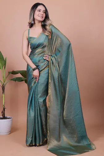 Shimmer Satin Saree With Blouse Piece