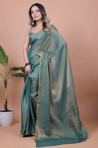 Shimmer Satin Saree With Blouse Piece