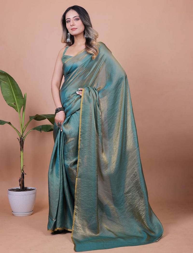 Shimmer Satin Saree With Blouse Piece