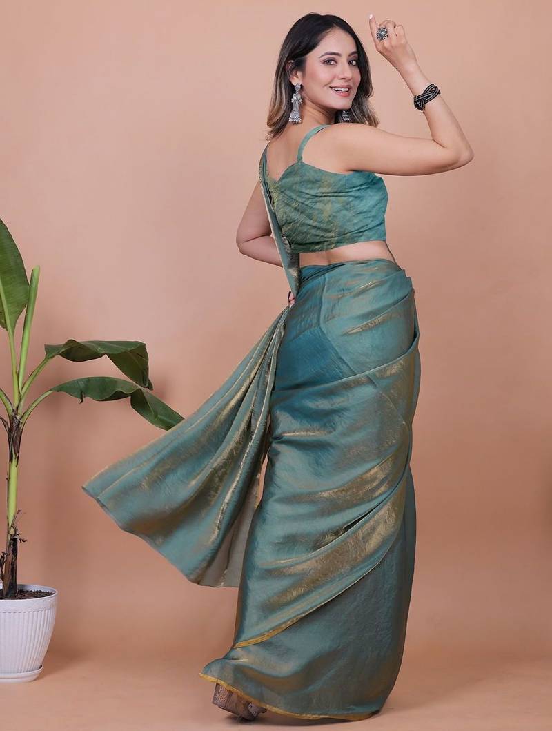 Shimmer Satin Saree With Blouse Piece