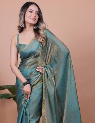 Shimmer Satin Saree With Blouse Piece 5