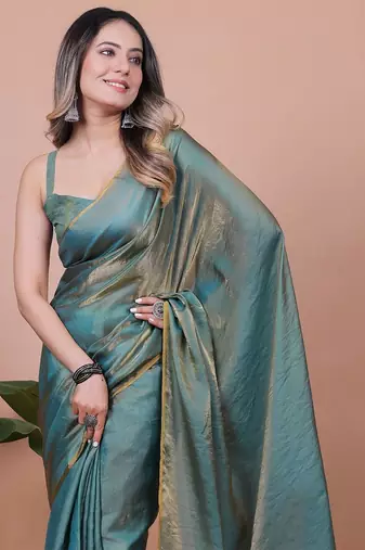Shimmer Satin Saree With Blouse Piece