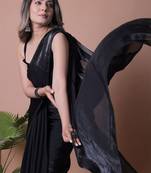 Women Satin Saree with Blouse Piece