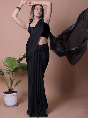 Women Satin Saree with Blouse Piece 4