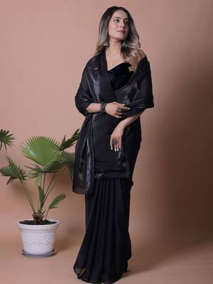 Women Satin Saree with Blouse Piece 5