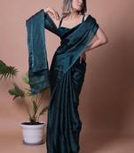 Solid Shimmer Pure Satin Party Wear Saree
