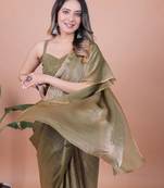 Women Pure Satin Saree With Blouse Piece