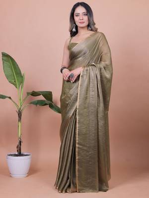 Women Pure Satin Saree With Blouse Piece 2