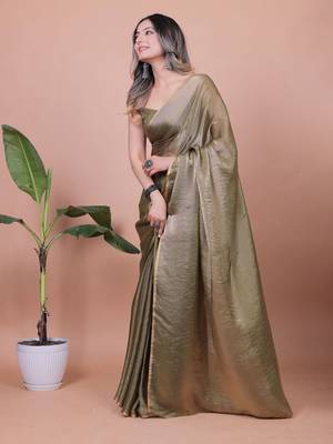 Women Pure Satin Saree With Blouse Piece 3