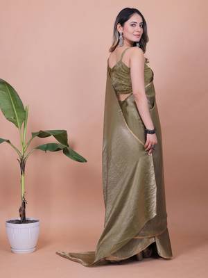 Women Pure Satin Saree With Blouse Piece 4