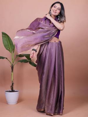 Satin Saree with Blouse Piece 1