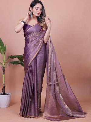 Satin Saree with Blouse Piece 2