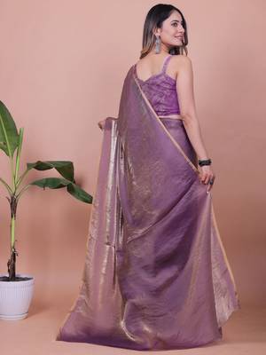 Satin Saree with Blouse Piece 3