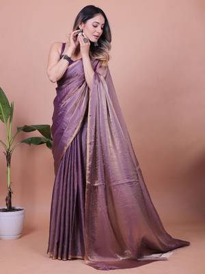 Satin Saree with Blouse Piece 4