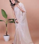 Women Solid Shimmer Tissue Saree