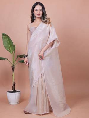 Women Solid Shimmer Tissue Saree 2