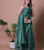 Women Crush Shimmer Tissue Saree With Blouse Piece