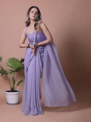 Women Shimmer Crunchy Tissue Saree 1