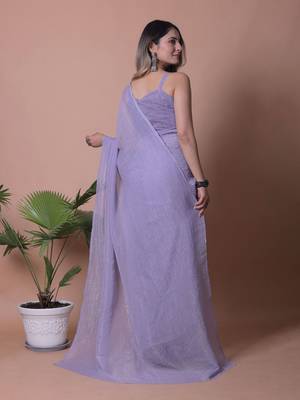 Women Shimmer Crunchy Tissue Saree 3