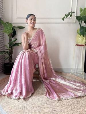 Sequinned Tissue Saree 4