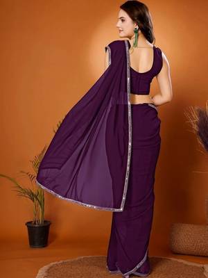 Mirror Work Pure Georgette Saree 2