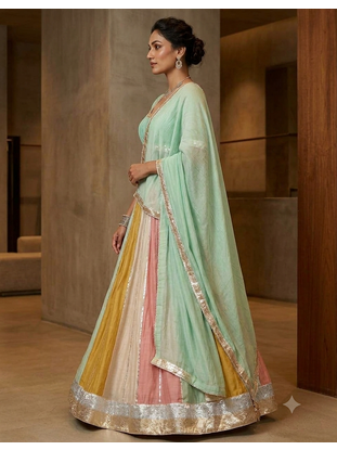 multicolour gota border lehenga  2