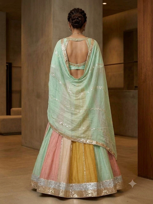 multicolour gota border lehenga  3