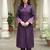 Burgundy embroidered pure cotton kurta trouser set
