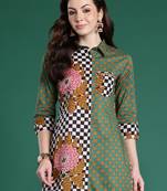 Multicolor printed pure cotton kurta trouser set