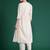 Off white embroidered viscose rayon kurta trouser set