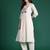 Off white embroidered viscose rayon kurta trouser set