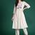 Off white embroidered viscose rayon kurta trouser set