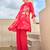 Red embroidered silk kurta trouser set