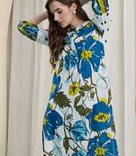 White printed pure cotton kurta trouser set
