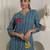 Blue embroidered pure cotton kurta trouser set