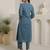 Blue embroidered pure cotton kurta trouser set