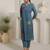 Blue embroidered pure cotton kurta trouser set