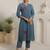 Blue embroidered pure cotton kurta trouser set