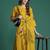 Mustard embroidered pure cotton kurta trouser set