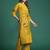Mustard embroidered pure cotton kurta trouser set
