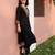 Black embroidered viscose rayon kurta trouser set