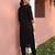 Black embroidered viscose rayon kurta trouser set