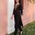 Black embroidered viscose rayon kurta trouser set