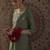 Green embroidered silk kurta trouser set