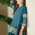 Teal printed pure cotton kurta trouser set